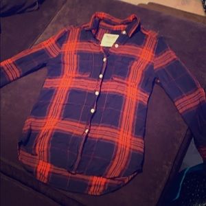 Plaid red & blue button down